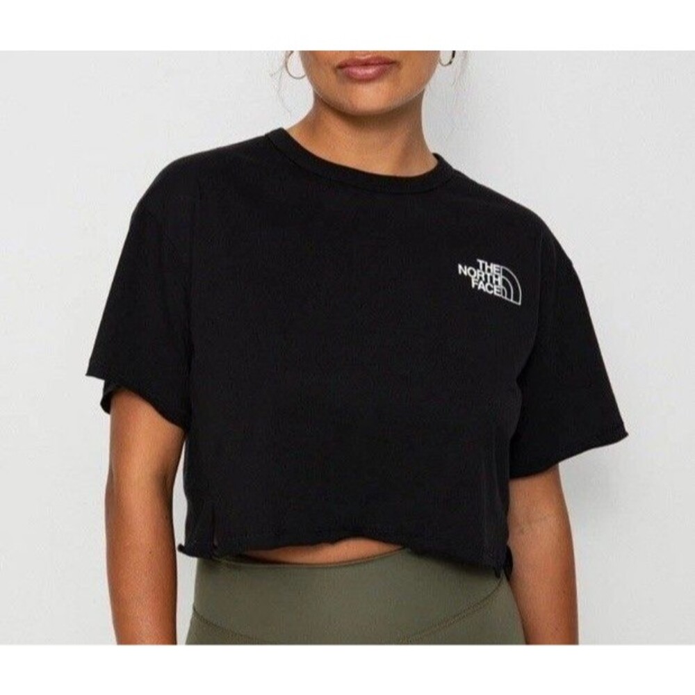 The North Face Shirt Women Black Himalayan Crop Short Sleeve Large - Picture 2 of 13